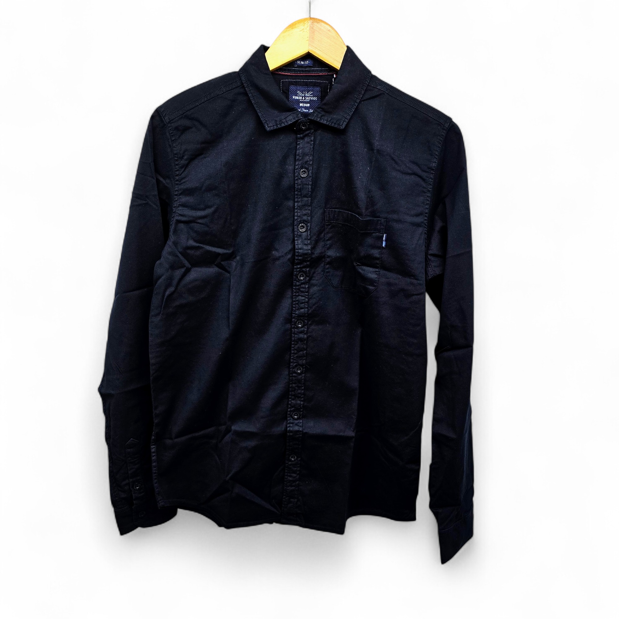 CAMISA MANGA LARGA TALLA M - RF - COD11 - SARGA APT - CUELLO FRANCES BASIC  STYLE - AZUL MARINO