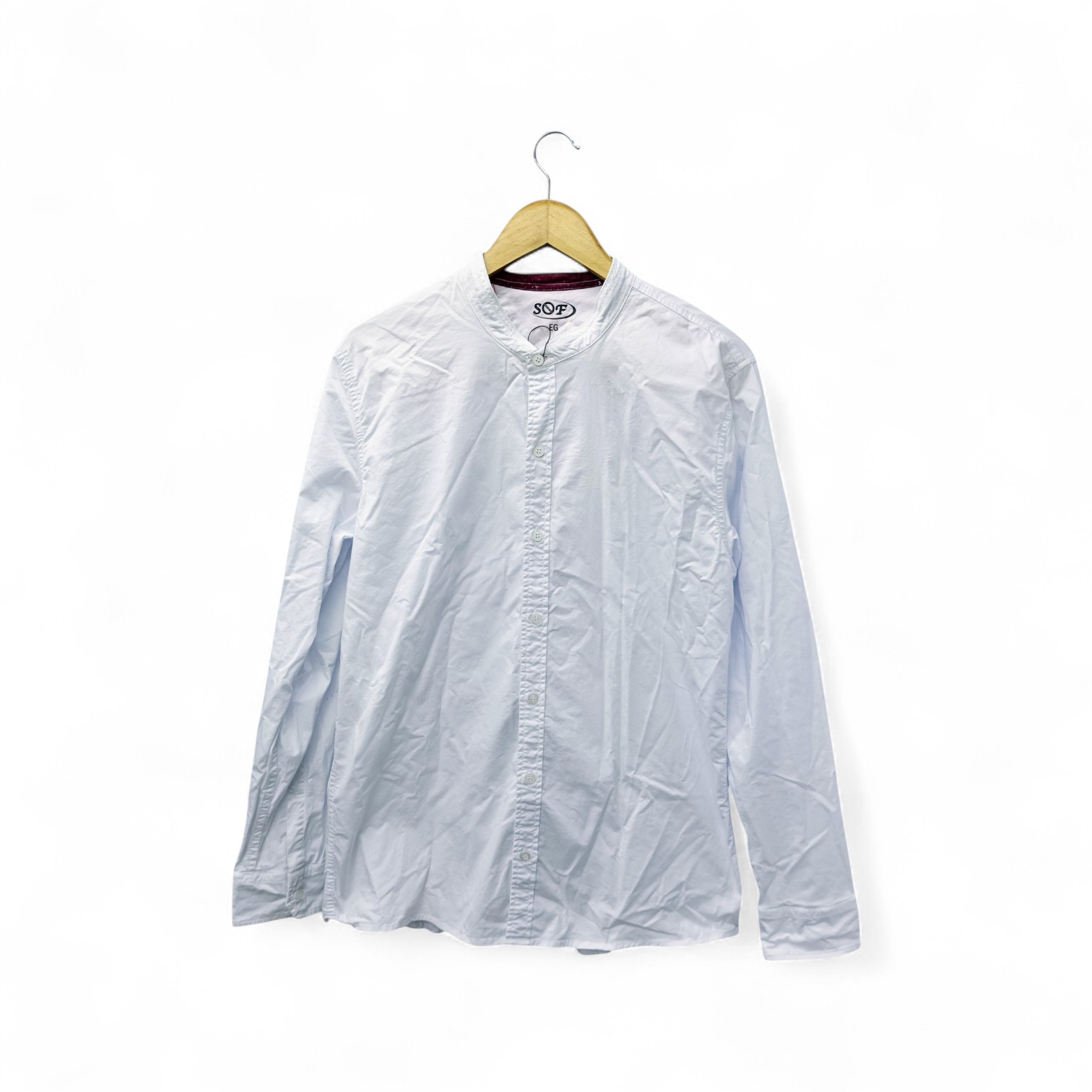 CAMISA MANGA LARGA TALLA M - SF36 - CUELLO CHINO/MAO - BLANCA LLANA