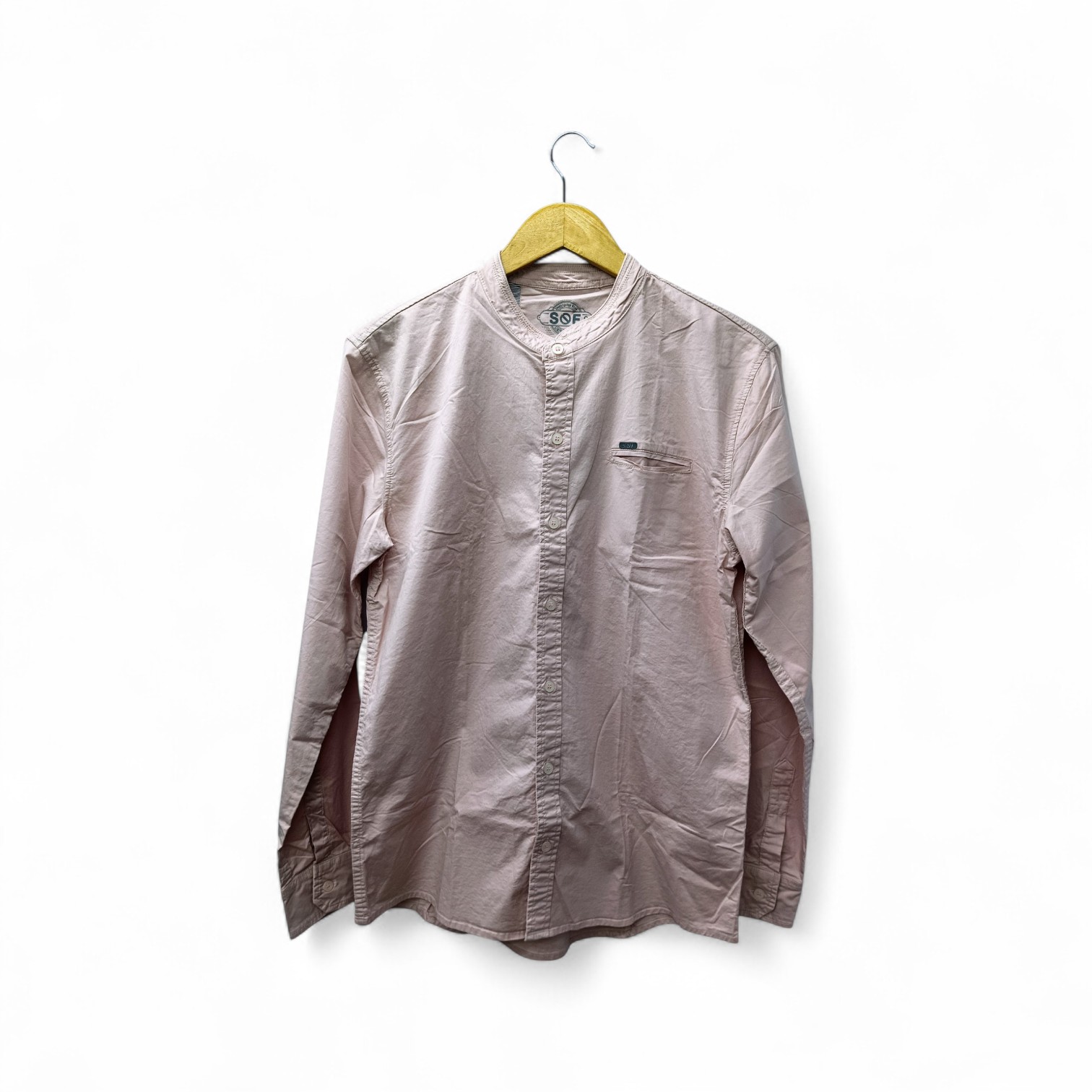 CAMISA MANGA LARGA TALLA M - SF36 - CUELLO CHINO/MAO - PALO ROSA / BOLSILLO PERDIDO / APLIQUE 3D