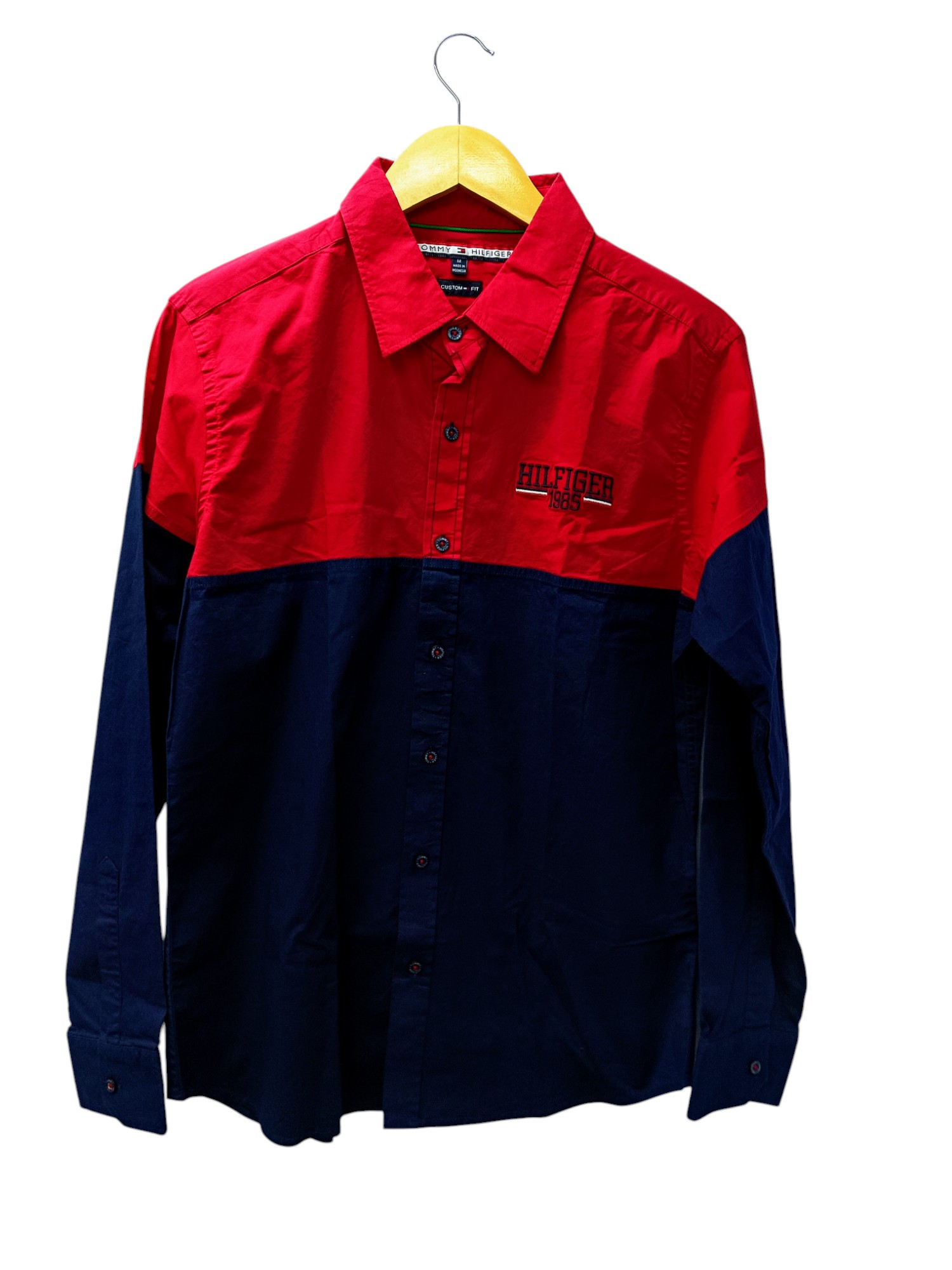 CAMISA MANGA LARGA TALLA M - TH - CUELLO FRANCES - ROJO / AZUL MARINO
