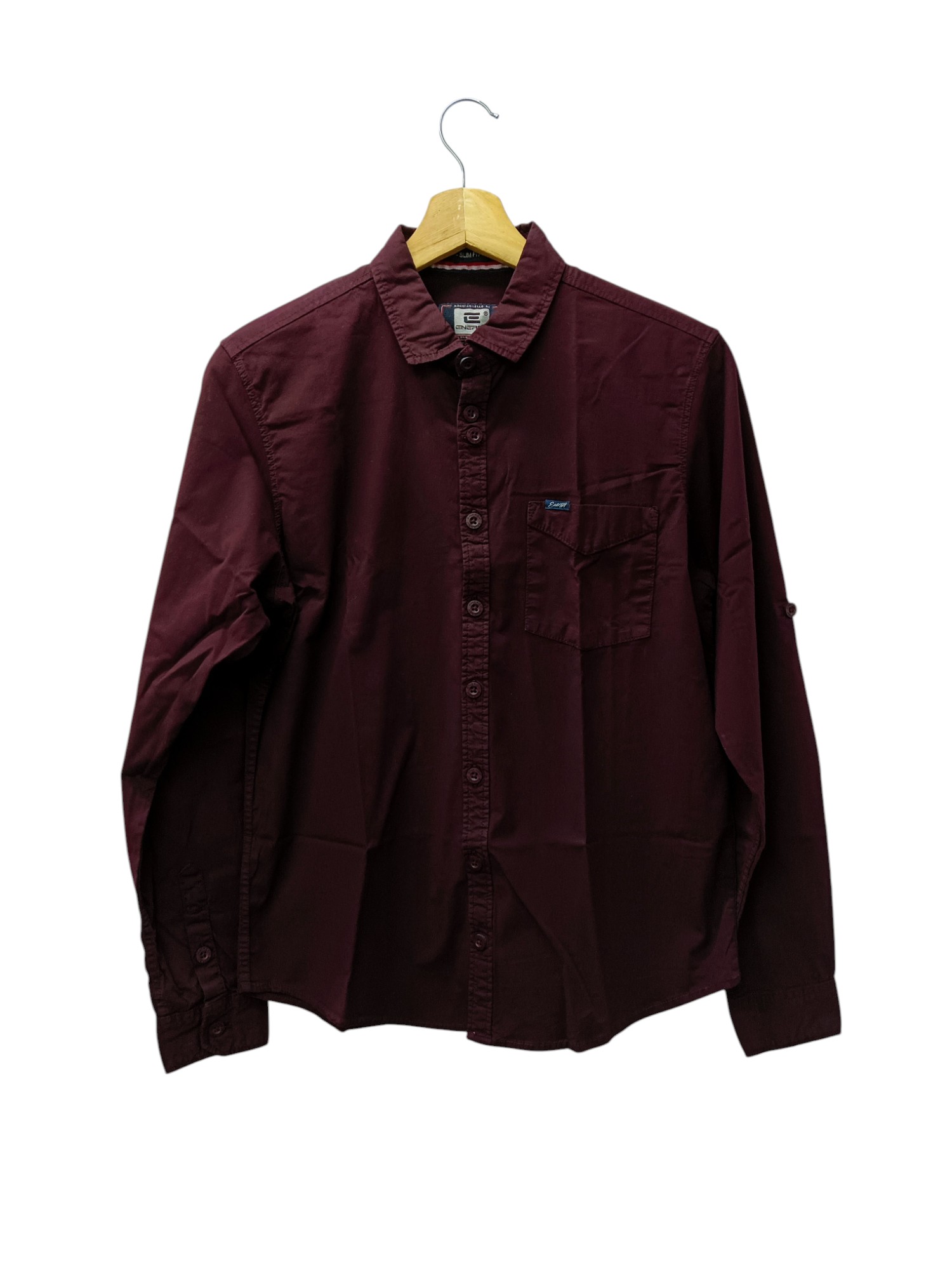 CAMISA MANGA LARGA TALLA S - ENERGY - CUELLLO FRANCES -  VINO ENTERA/BOLSILLO