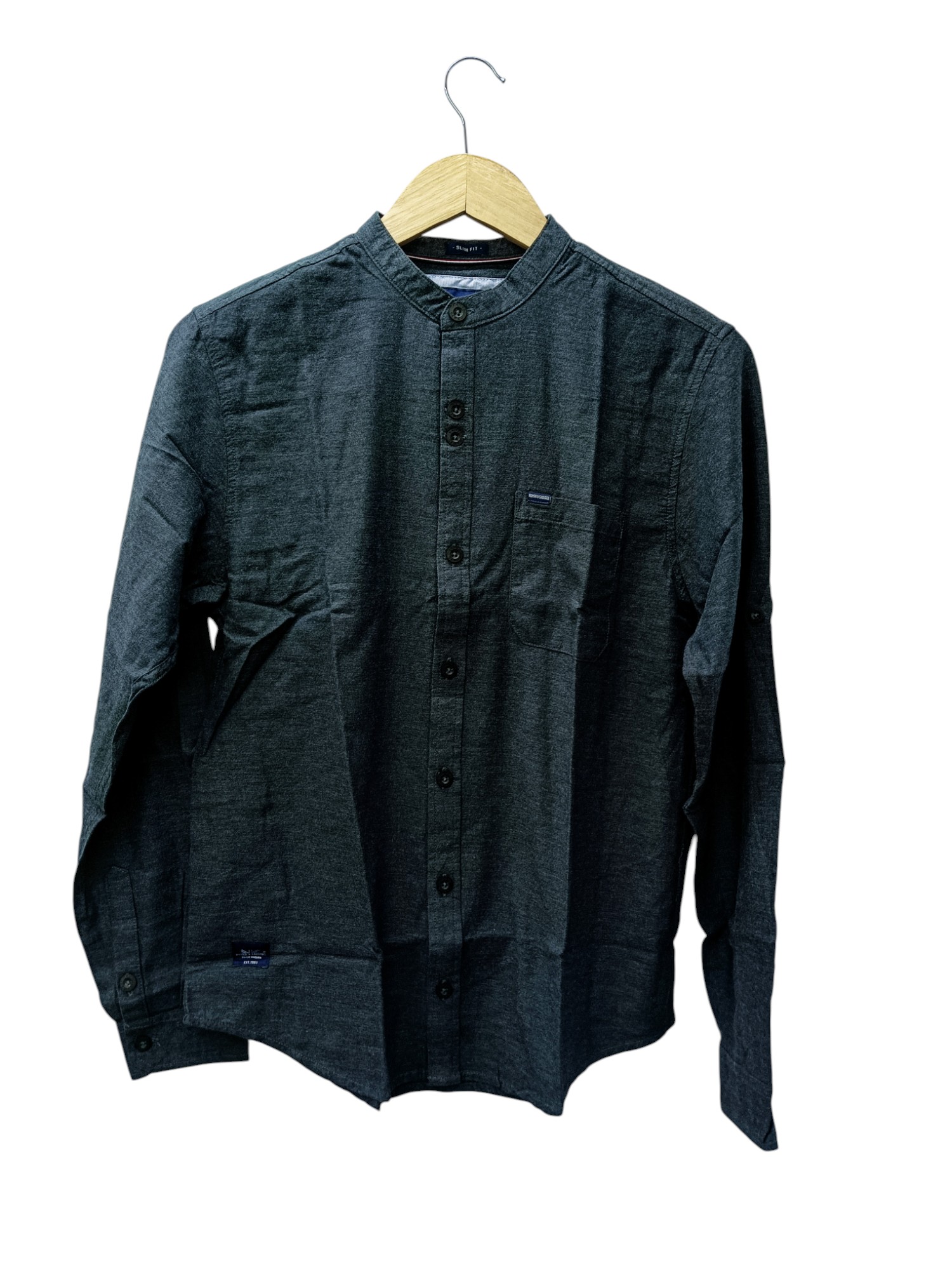 CAMISA MANGA LARGA TALLA S - HUM11 - CUELLO CHINO-MAO - PLOMO