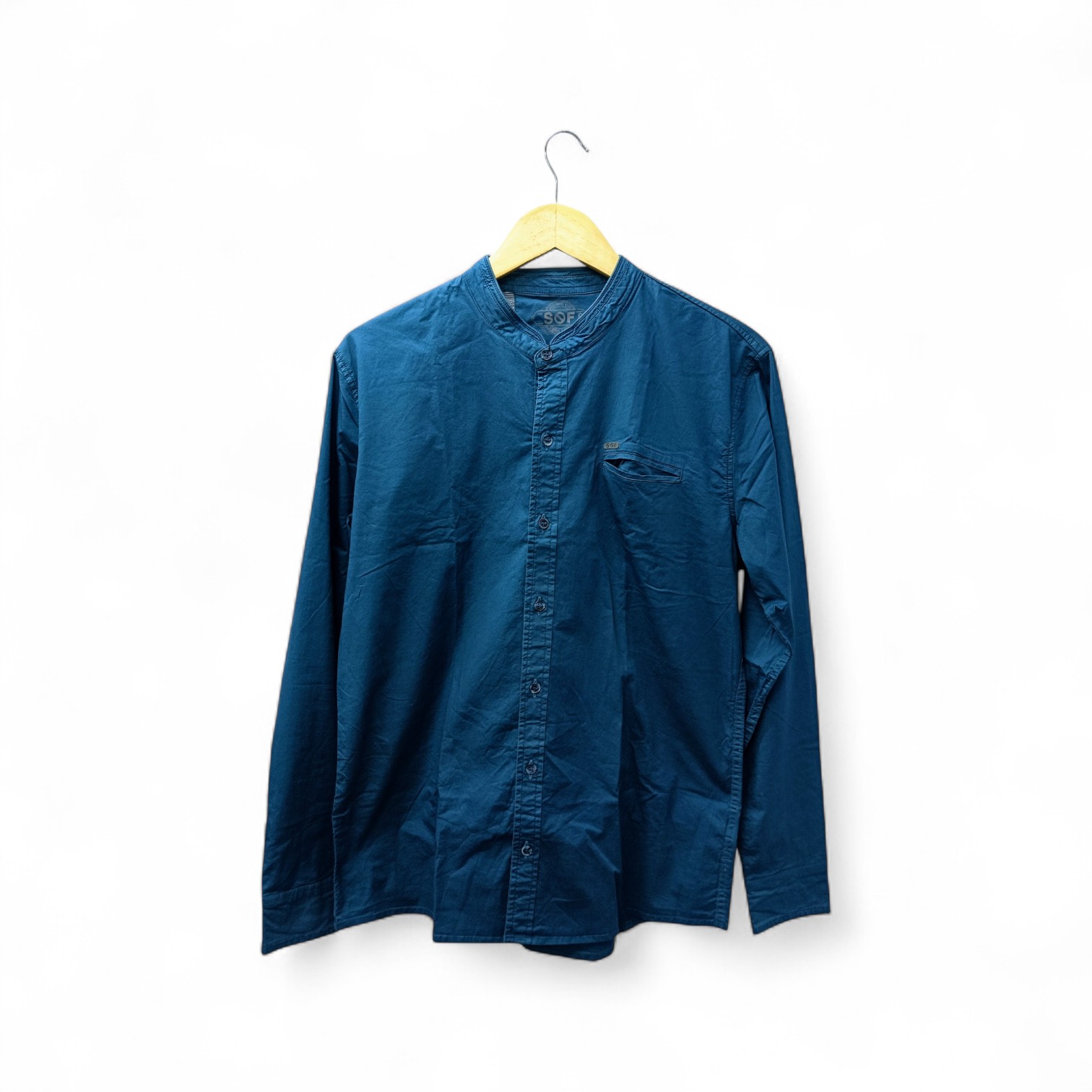 CAMISA MANGA LARGA TALLA S - SF36 - CUELLO CHINO/MAO - AZUL7BOLSILLO PERDIDO/LETRAS 3D