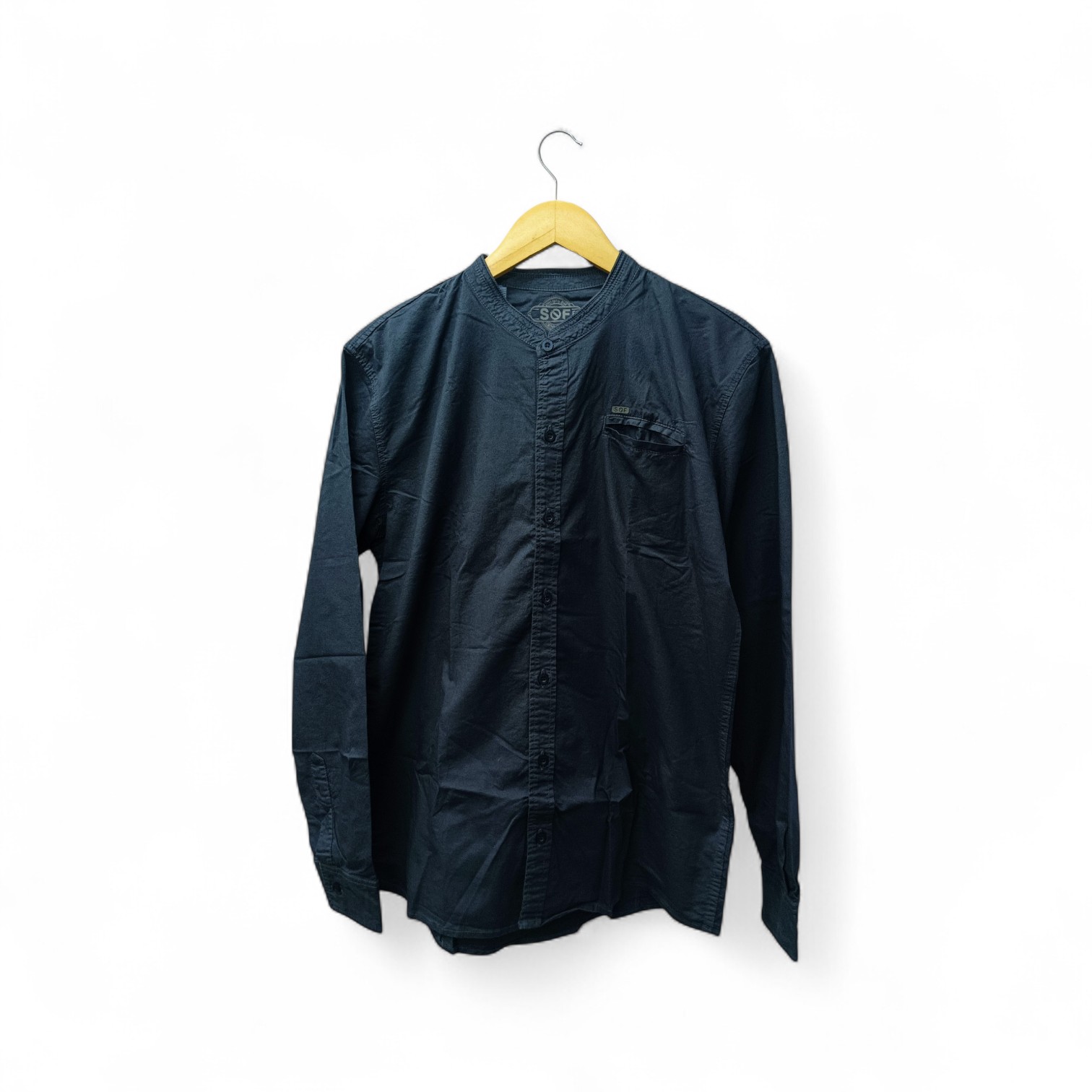 CAMISA MANGA LARGA TALLA S - SF36 - CUELLO CHINO/MAO - PLOMO RATON / BOLSILLO PERDIDO / LETRAS 3D