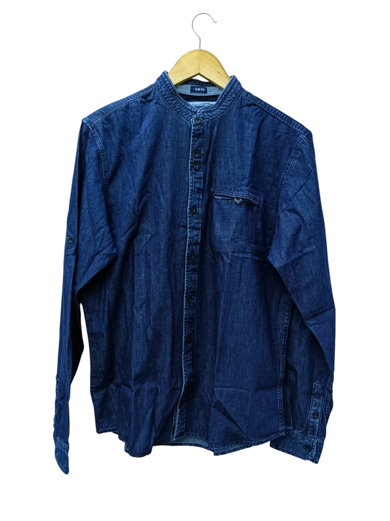 CAMISA MANGA LARGA TALLA XL - HUM11 - CUELLO CHINO-MAO - JEANS AZUL OSCURO