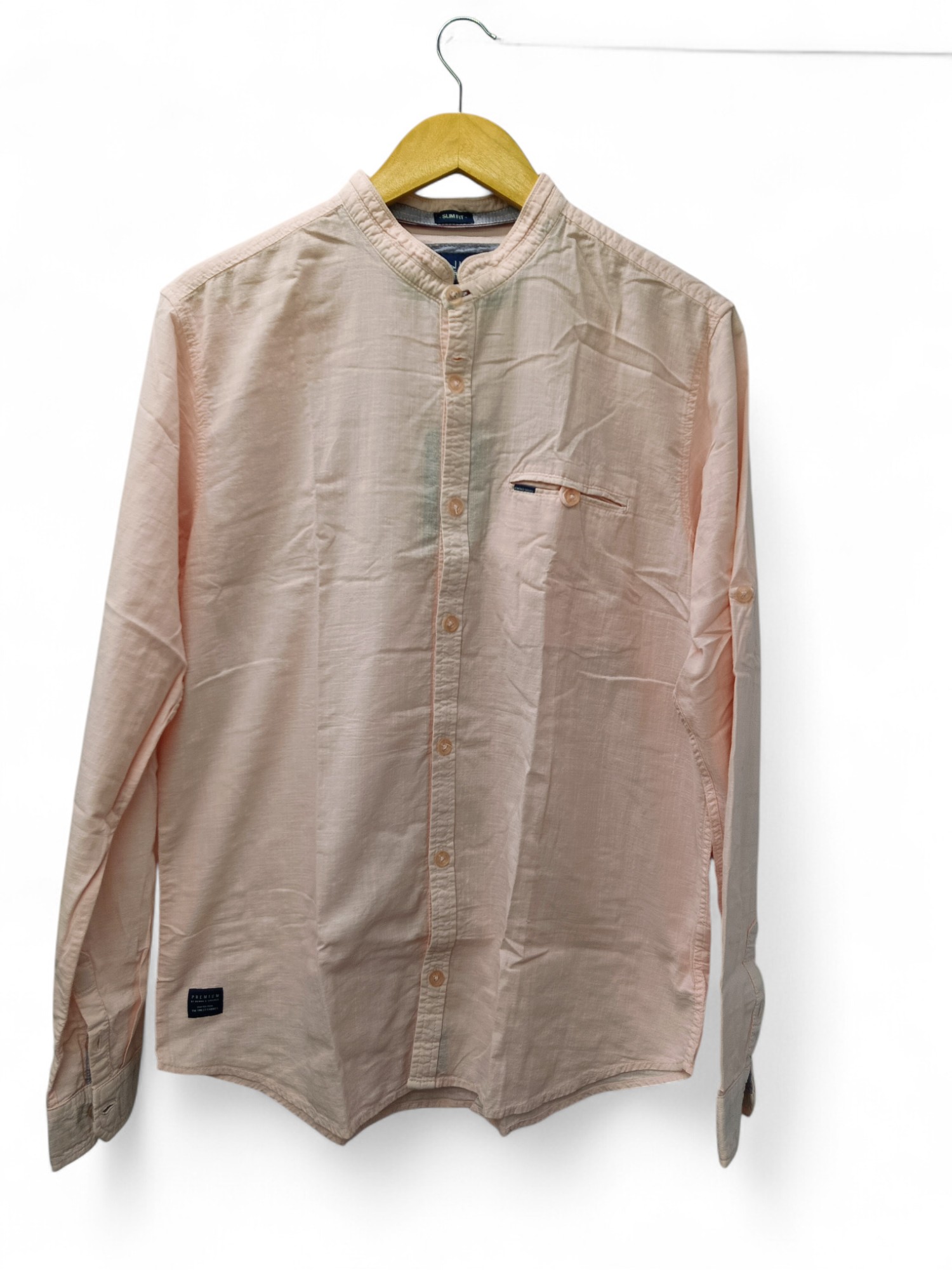 CAMISA MANGA LARGA TALLA XL - HUM11 - CUELLO CHINO-MAO - MELON /BOLSILLO CON BOTON