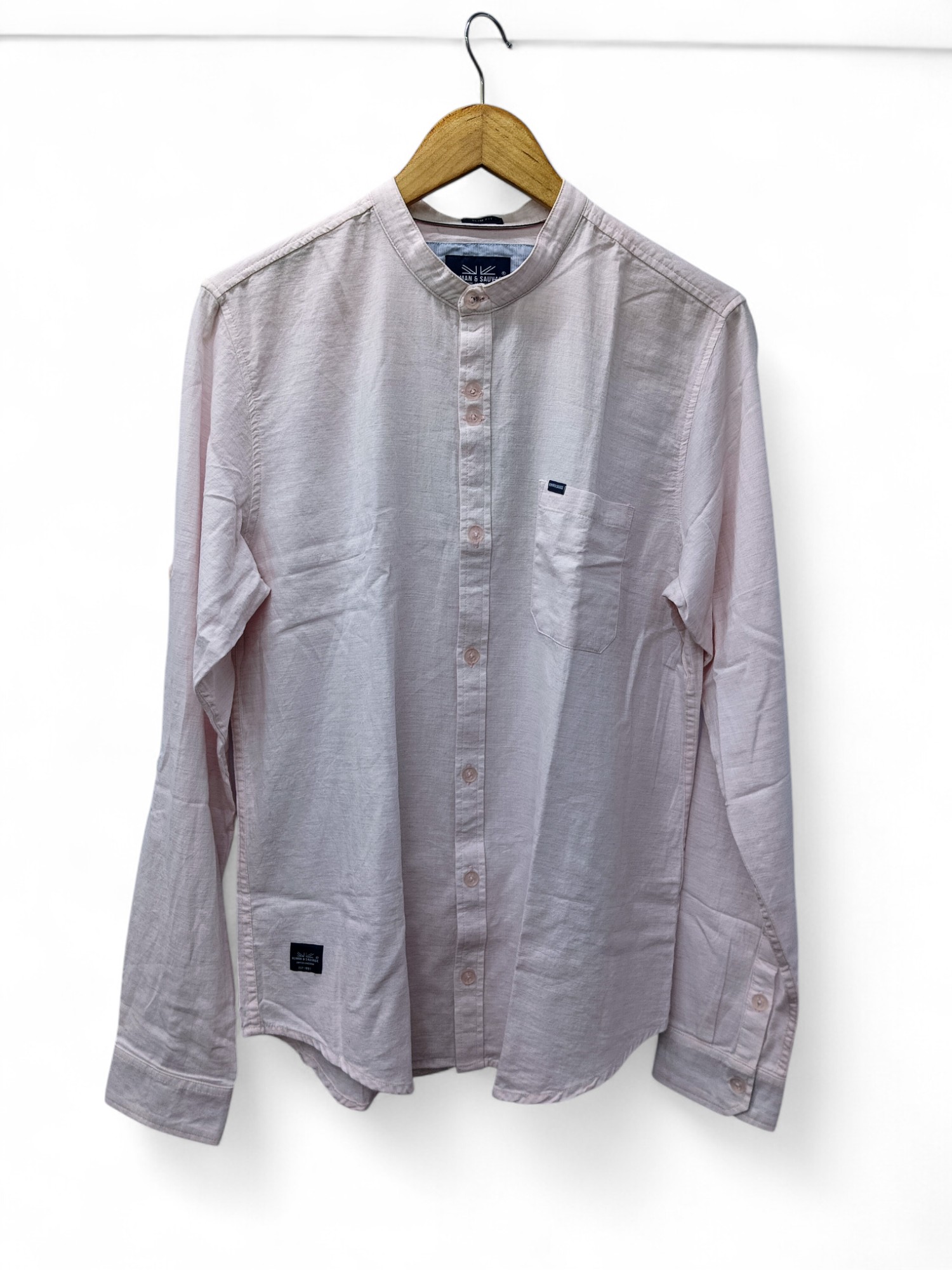CAMISA MANGA LARGA TALLA XL - HUM11 - CUELLO CHINO-MAO - PALO ROSA