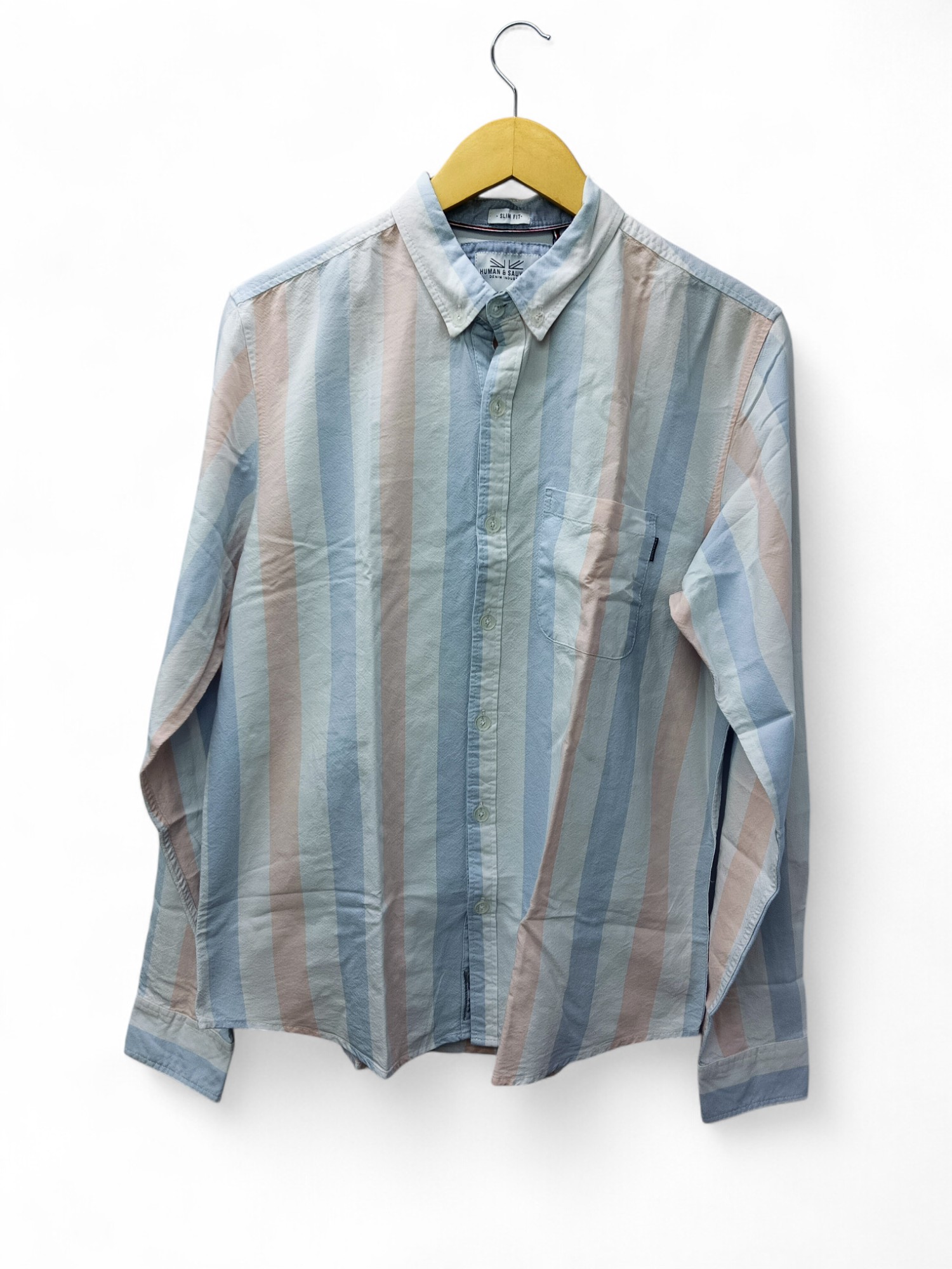 CAMISA MANGA LARGA TALLA XL - HUM11 - CUELLO FRANCES - BLANCO/CELESTE/ROSADO