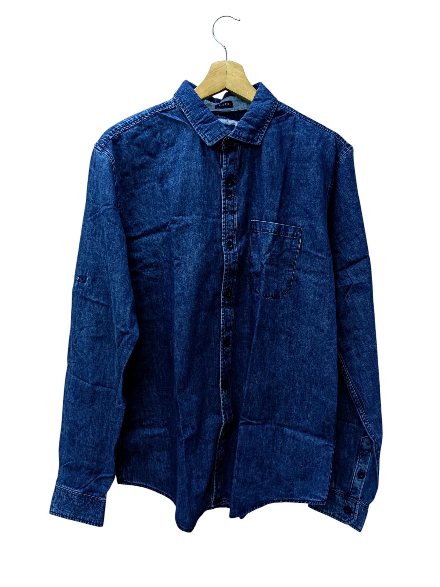 CAMISA MANGA LARGA TALLA XL - HUM11 - CUELLO FRANCES - JEANS AZUL MEDIO OSCURO