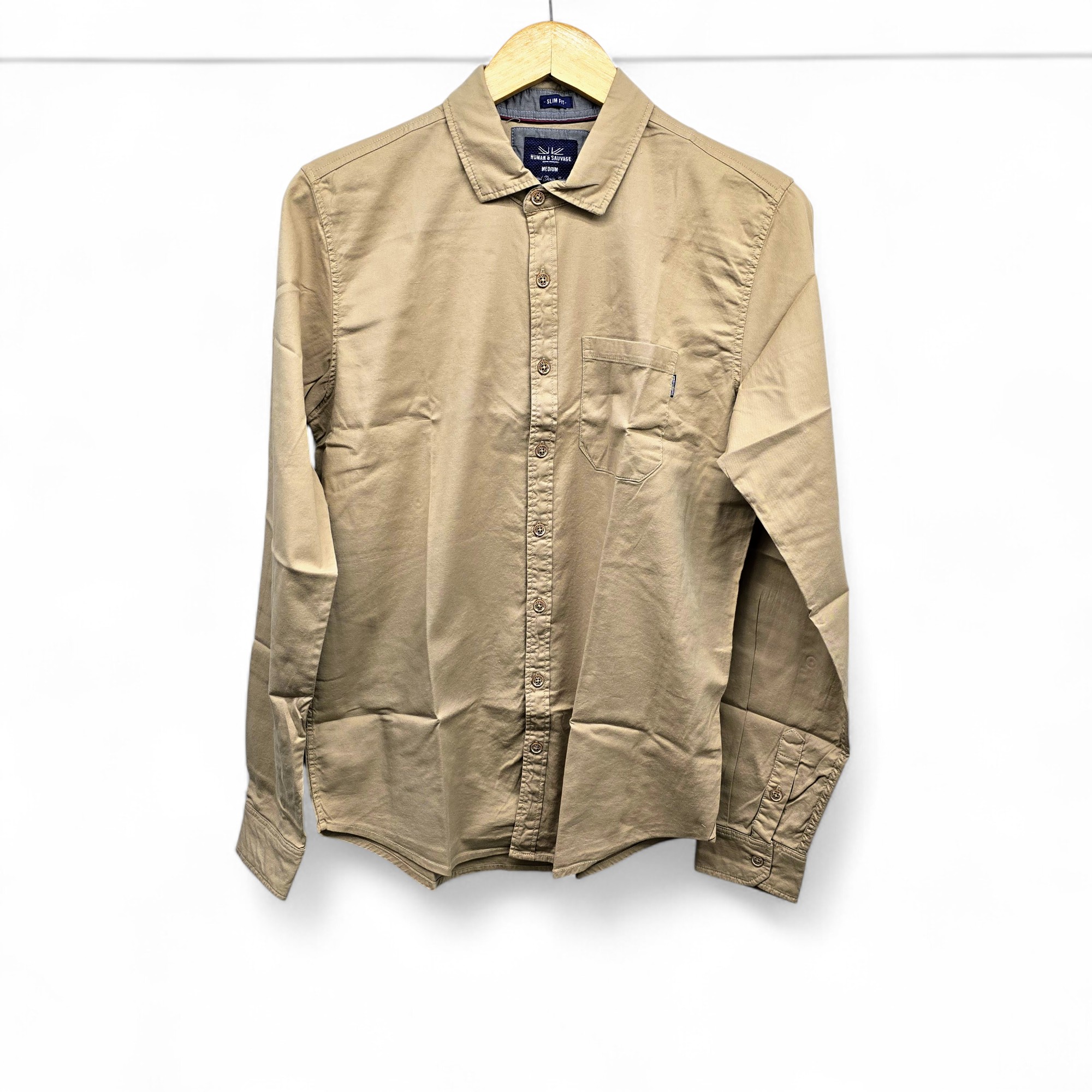 CAMISA MANGA LARGA TALLA XL - RF - COD11 - SARGA APT - CUELLO FRANCES BASIC  STYLE - MARRON (CAMEL)