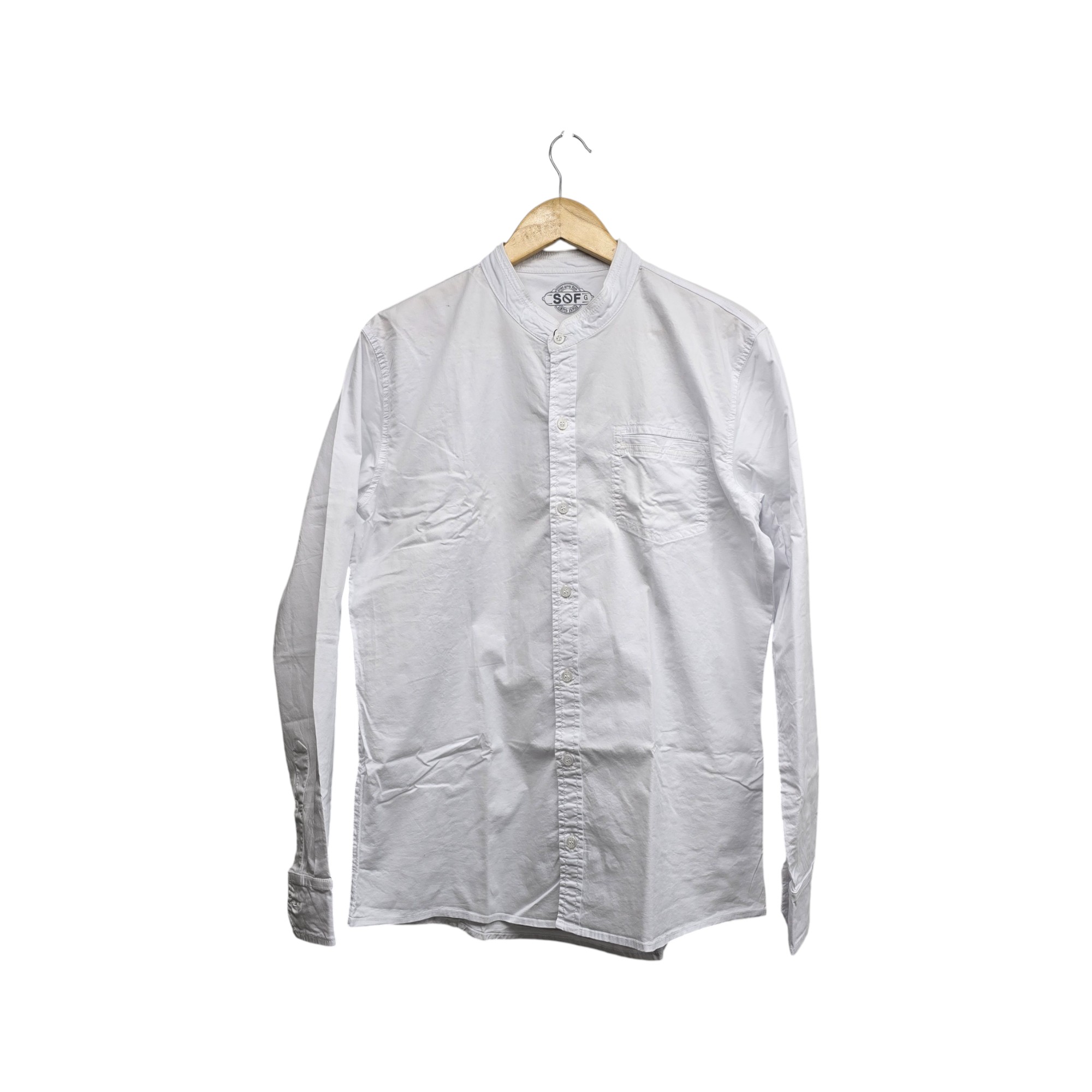 CAMISA MANGA LARGA TALLA XL - RF - COD36 - JOSE1 - CUELLO CHINO / MAO BASIC - BLANCO