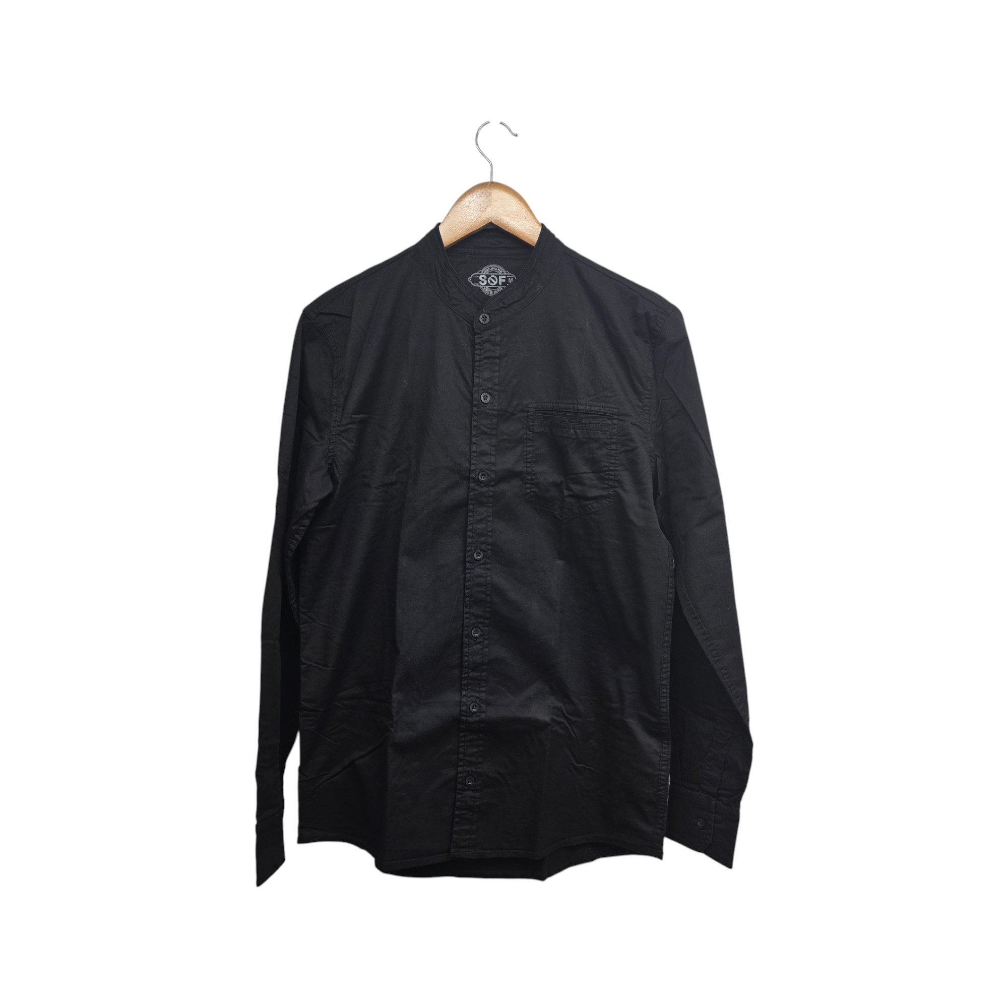 CAMISA MANGA LARGA TALLA XL - RF - COD36 - JOSE1 - CUELLO CHINO / MAO BASIC - NEGRO