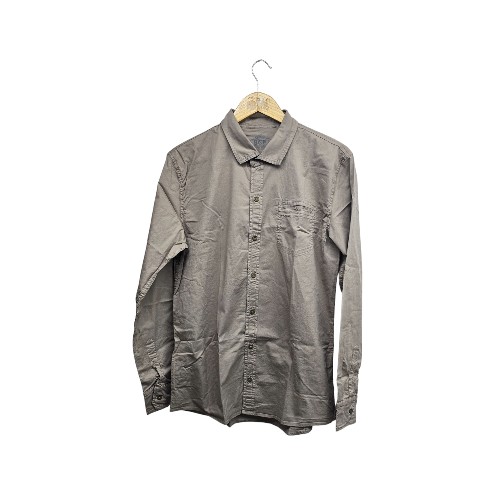 CAMISA MANGA LARGA TALLA XL - RF - COD36 - JOSE1 - CUELLO FRANCES BASIC - BEIGE OSCURO (256-CAFÉ)