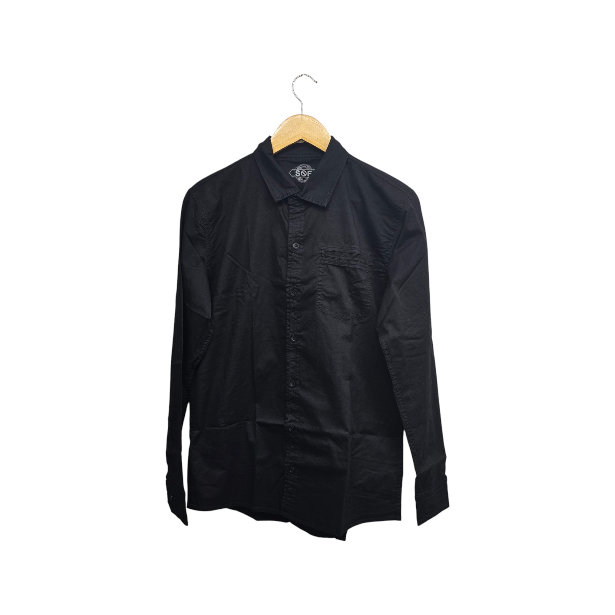 CAMISA MANGA LARGA TALLA XL - RF - COD36 - JOSE1 - CUELLO FRANCES BASIC - NEGRO