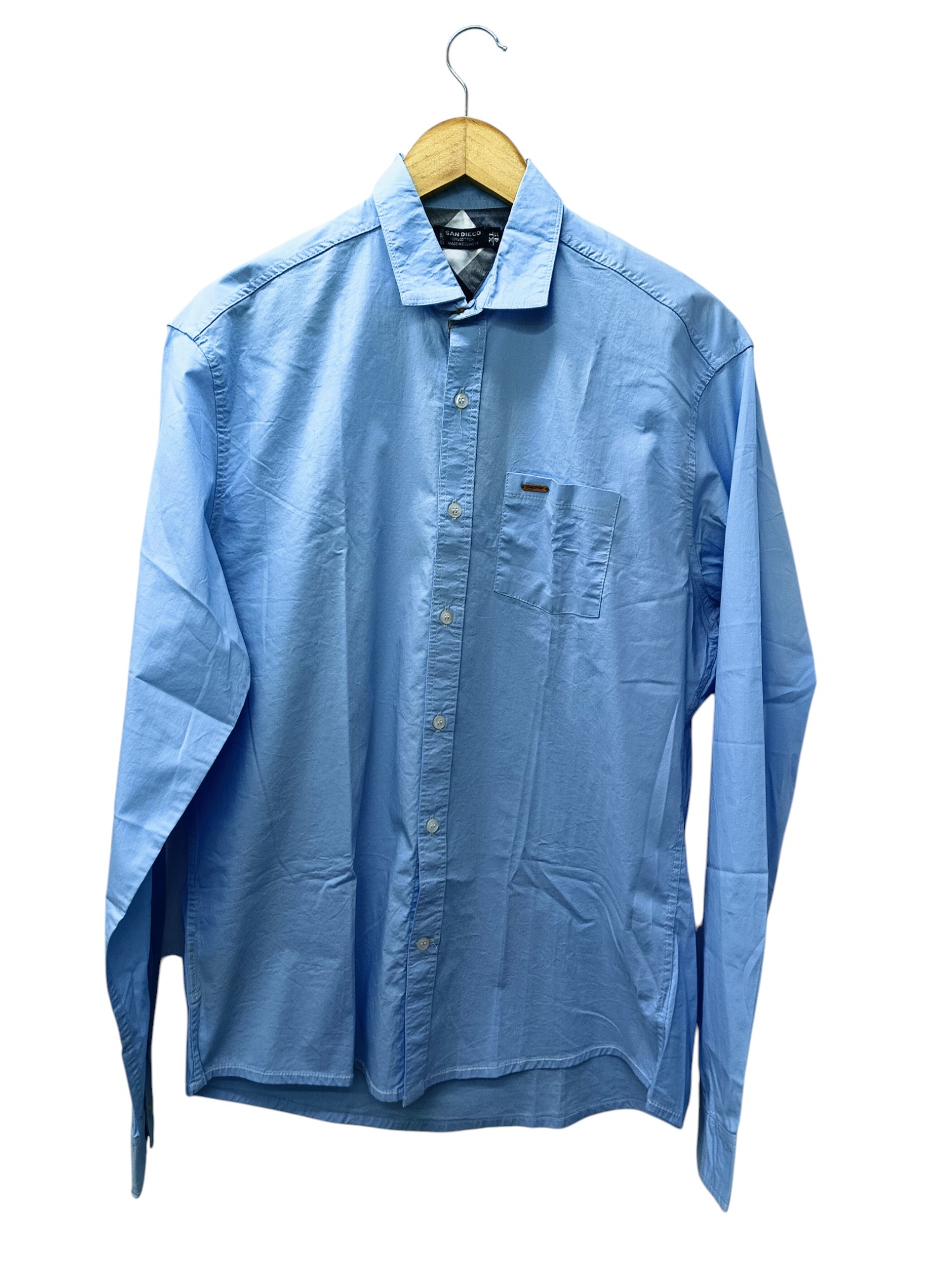 CAMISA MANGA LARGA TALLA XL - SAN DIEGO - CUELLO FRANCES -CELESTE