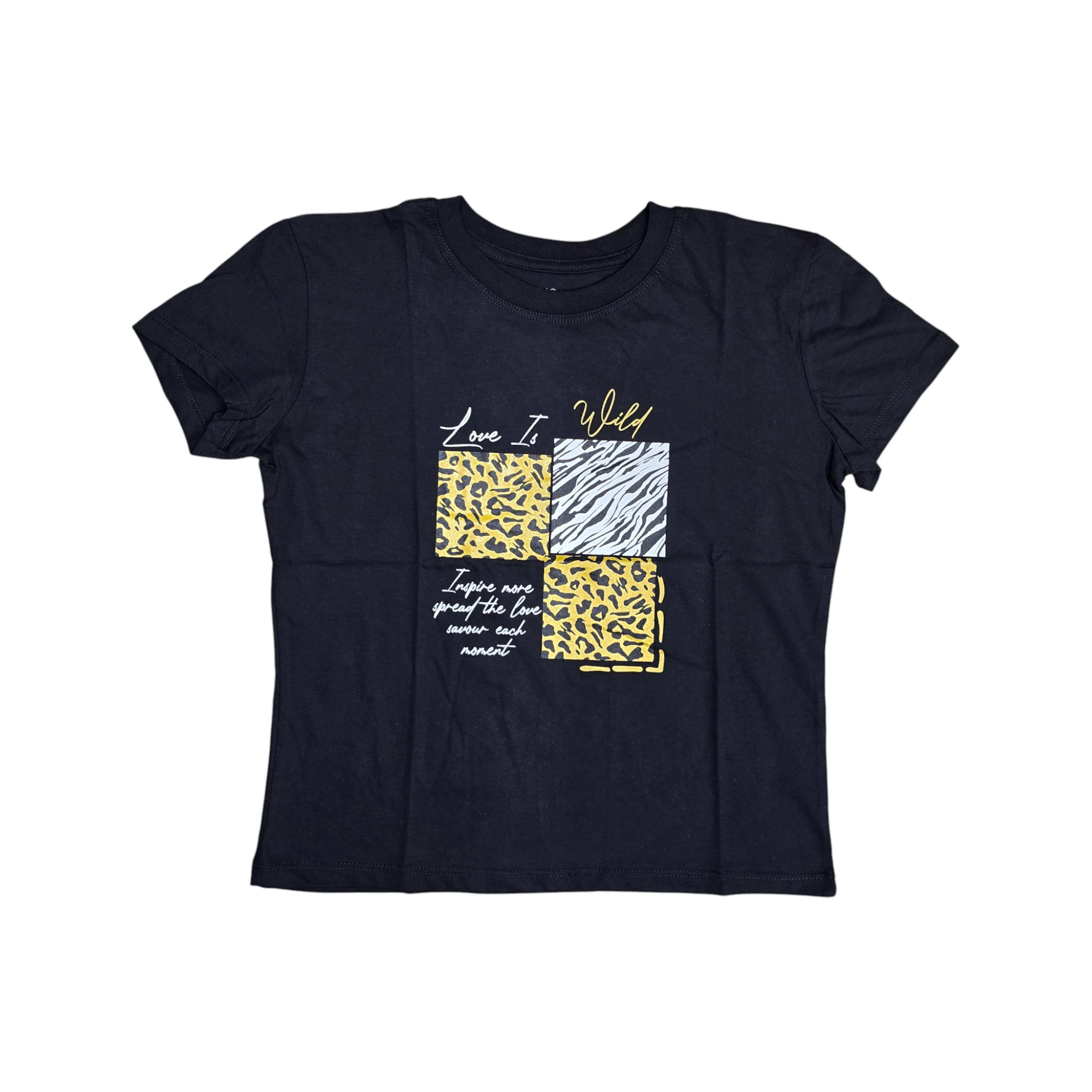 CAMISETA BASICA | ANIMAL PRINT/ LOVE IS WILD | NG/BL |MUJER