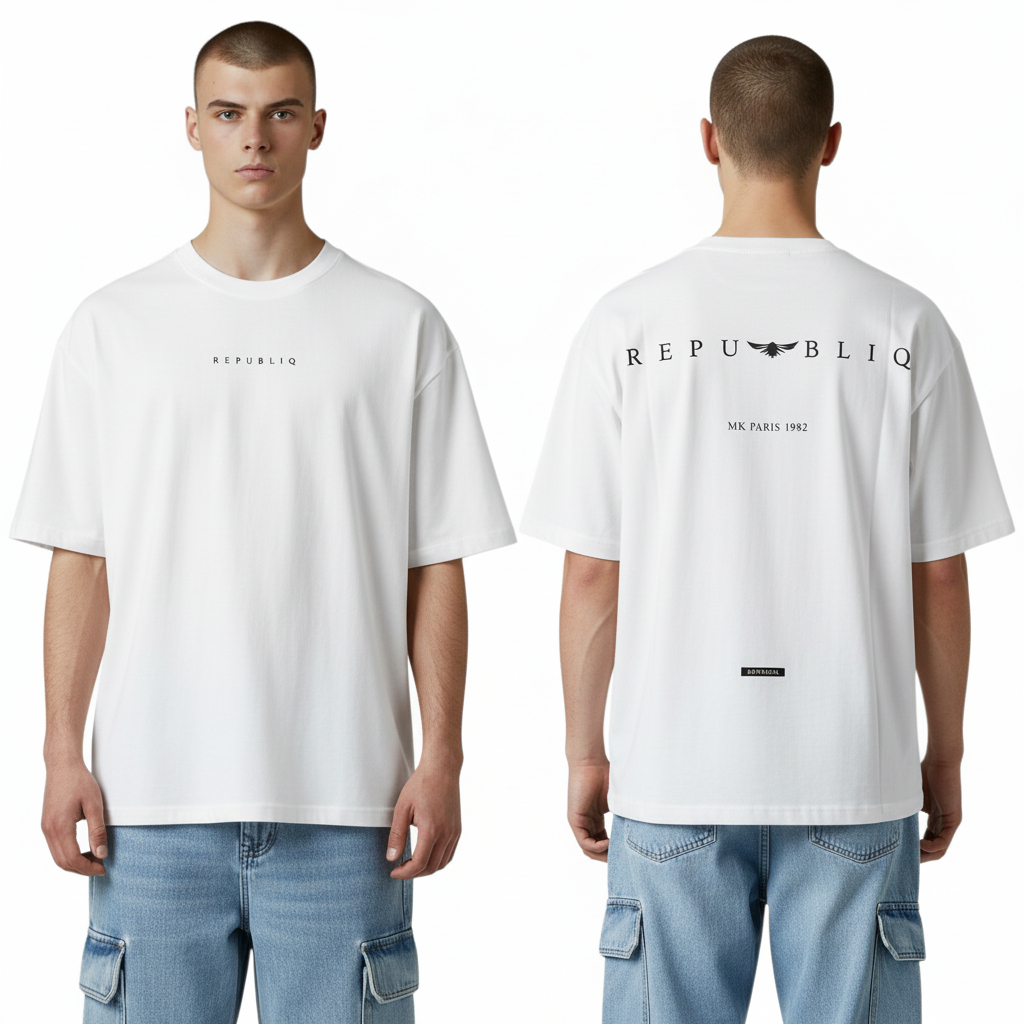 CAMISETA BASICA | OVERSIZE / PARIS 1982 - 20:1 | BL/NG | HOMBRE