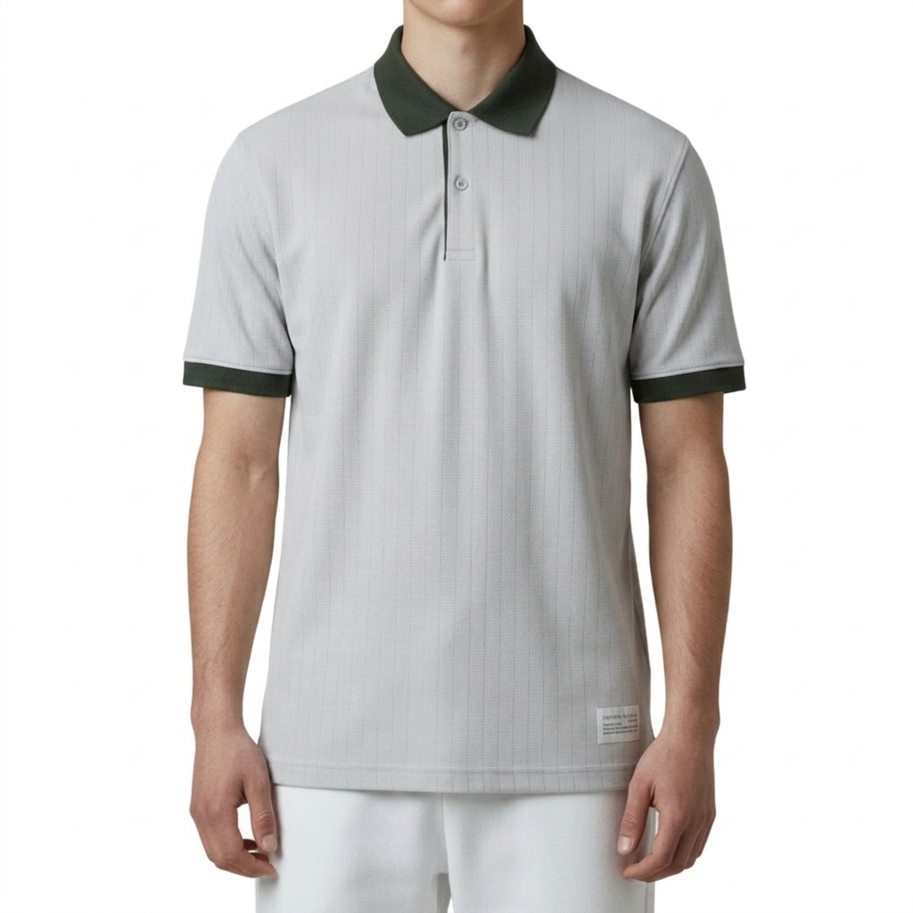 CAMISETA CON CUELLO | KASPIRO TEXT | REG. F | BG/VD | HOMBRE