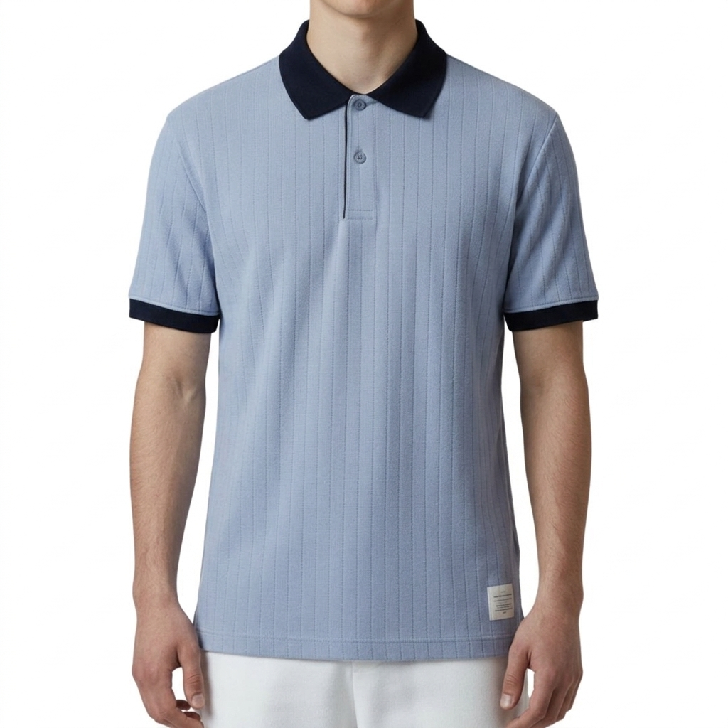 CAMISETA CON CUELLO | KASPIRO TEXT | REG. F | GR/AZ | HOMBRE
