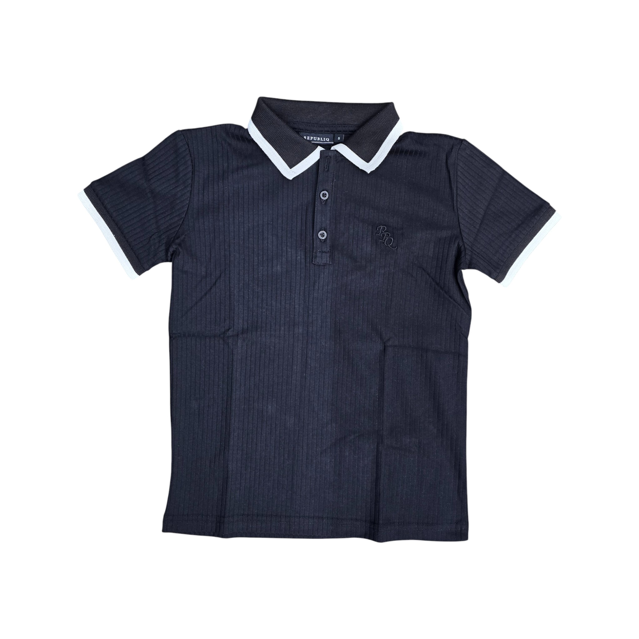 CAMISETA CON CUELLO | TEXTURAS - RAYA| NG/BL | MUJER