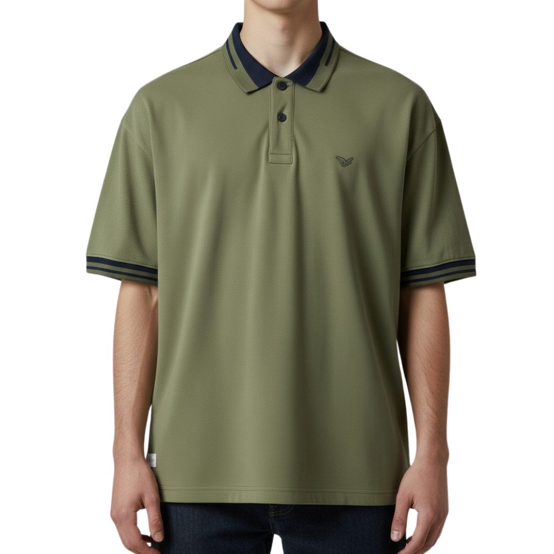 CAMISETA CON CUELLO |CUELLO BICOLOR | REG. F./ T. POLO | NG/VD | HOMBRE