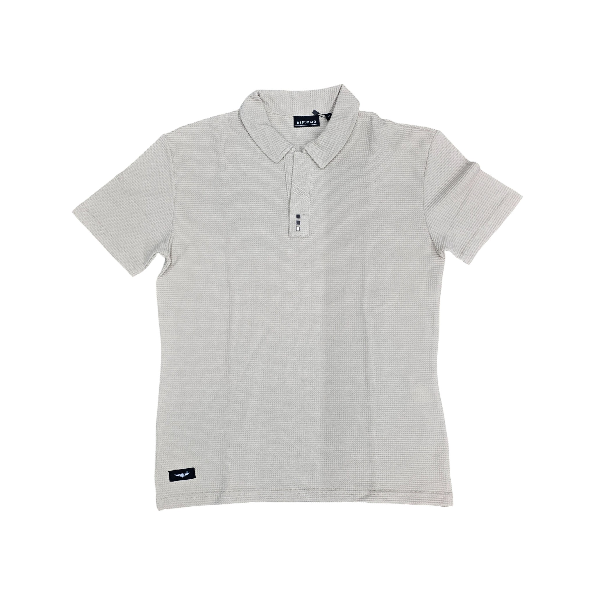 CAMISETA CON CUELLO BASICA | TEXTURA CUADRO / SEYMOR | BG. OSC. | HOMBRE