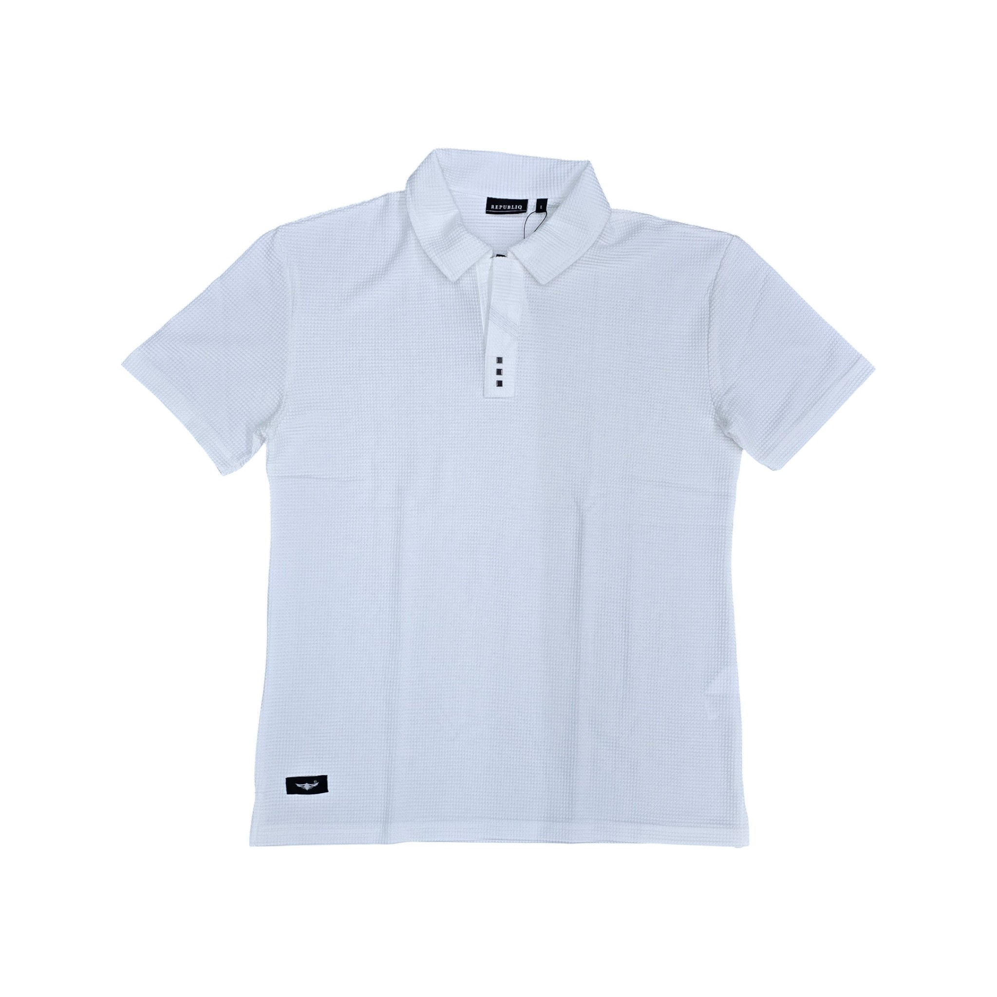 CAMISETA CON CUELLO BASICA | TEXTURA CUADRO / SEYMOR | BL | HOMBRE