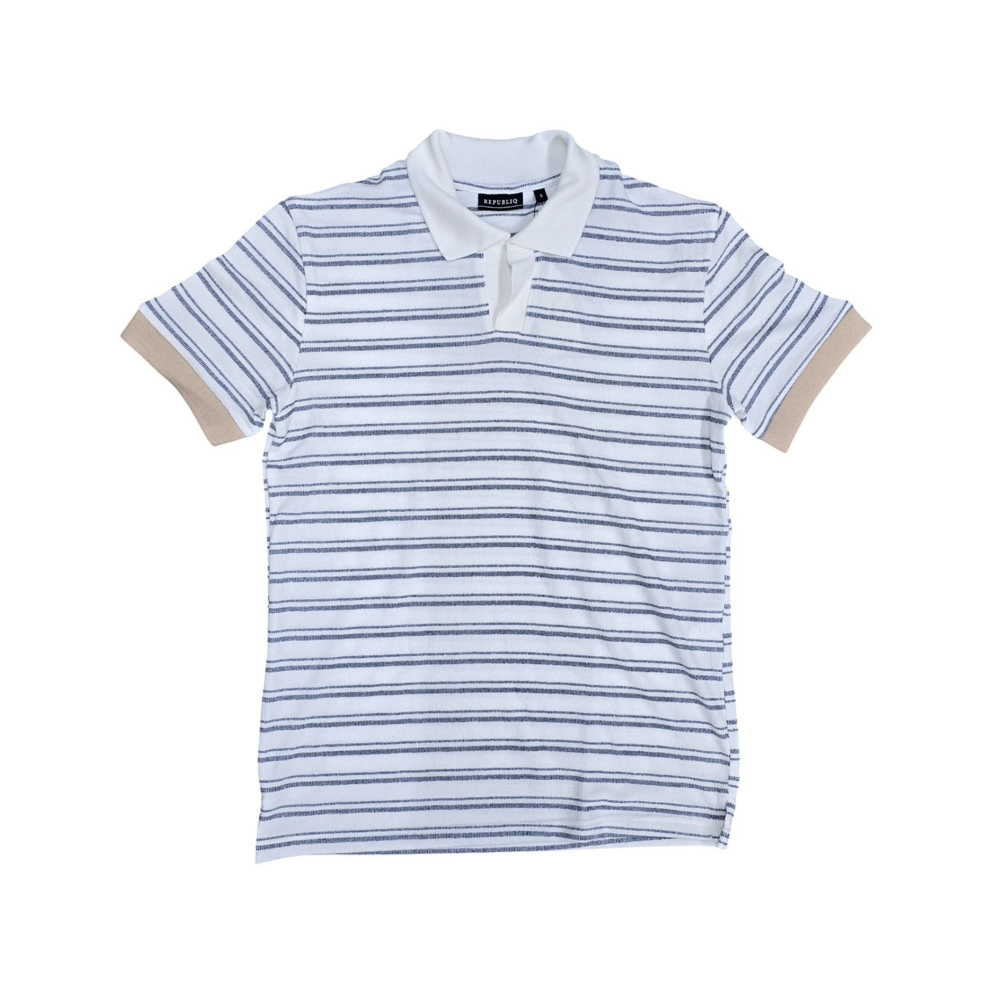 CAMISETA CON CUELLO BASICA | TEXTURA RAYAS FN / KENDAL | BL/AZ. | HOMBRE