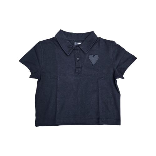 CAMISETA CON CUELLO CROP TOP | CORAZON BOR. | NEGRO ENT. | MUJER