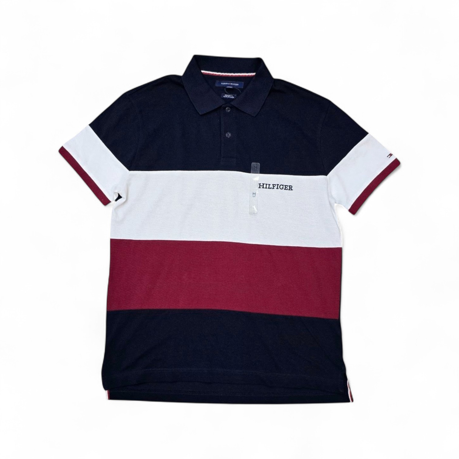 CAMISETA CON CUELLO TALLA M - RF - COD30 - 410FAP - BASIC PIQ. ALG - AZUL MARINO / VINO