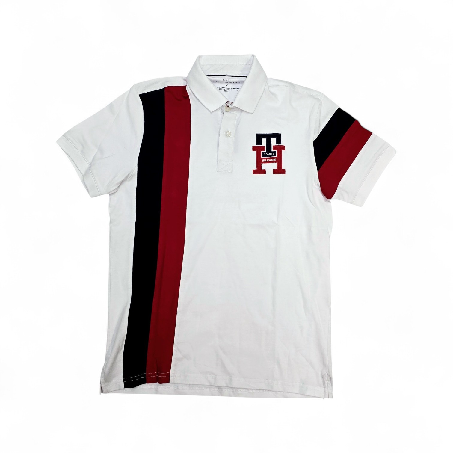 CAMISETA CON CUELLO TALLA M - RF - COD30 - CLASIC BASIC - CUELLO FRANCES BASIC - BLANCA/ROJA
