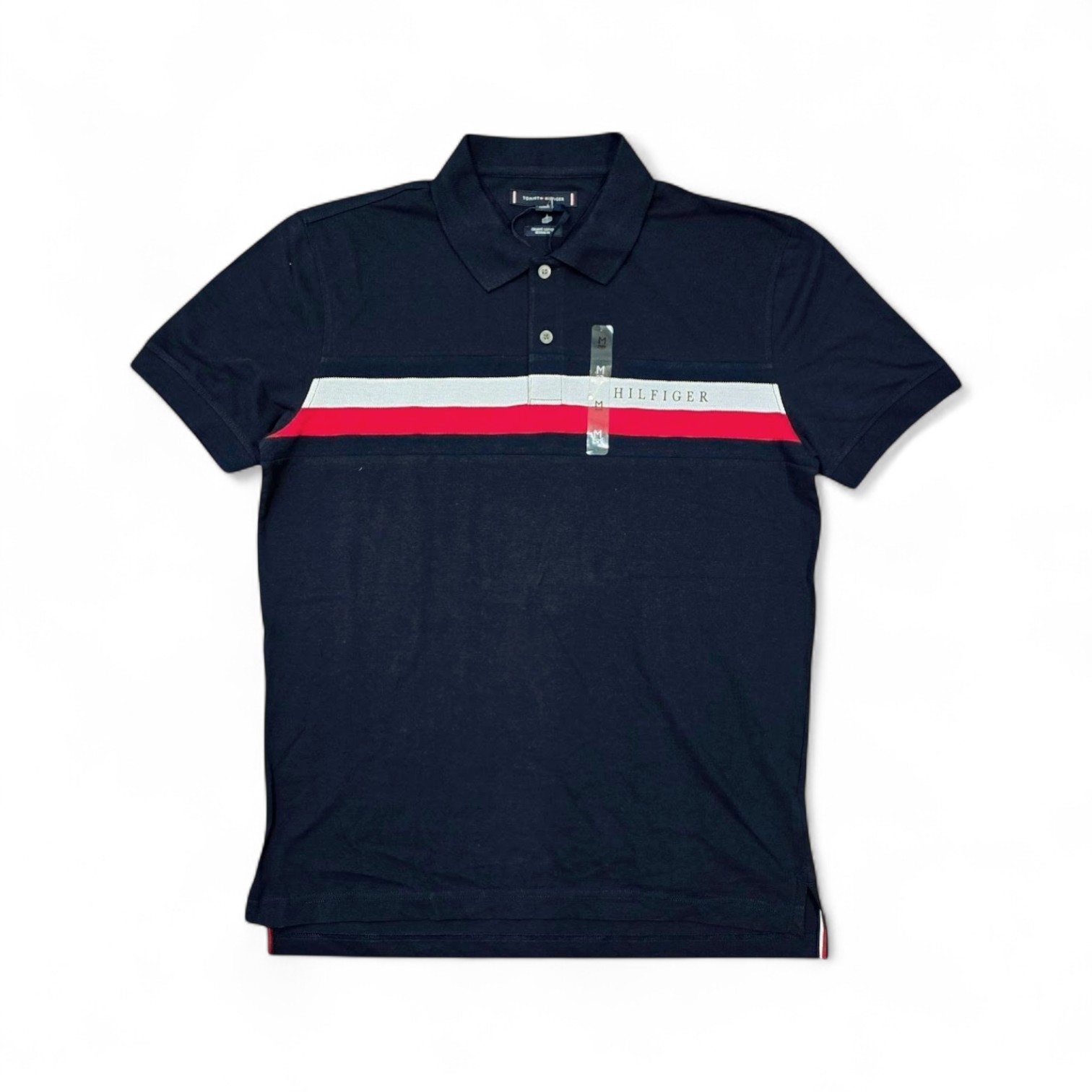CAMISETA CON CUELLO TALLA M - RF - COD30 - ORGANIC - BASIC PIQ. ALG - AZUL MARINO /RJ-BL