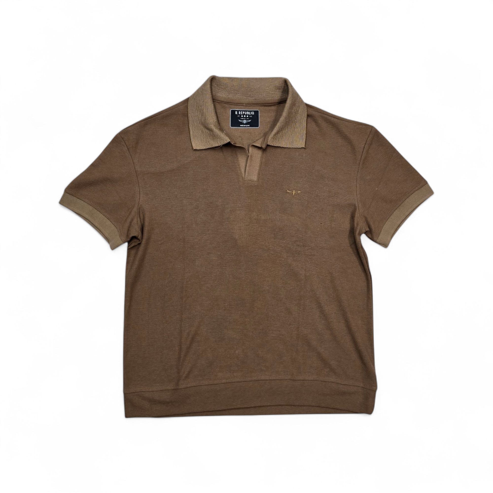 CAMISETA CON CUELLO TALLA S - UB - COD25 - REG. FIT /H05 - TEXTURE BASIC - 2 - MARRON