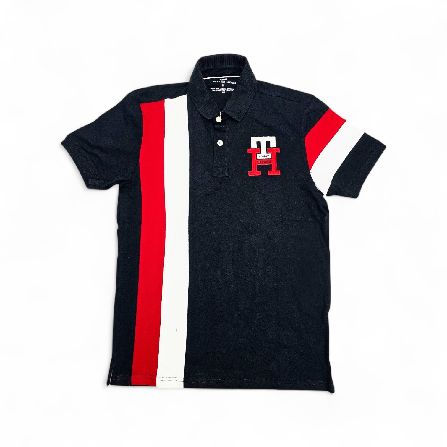 CAMISETA CON CUELLO TALLA XL - RF - COD30 - CLASIC BASIC - CUELLO FRANCES BASIC - AZUL MARINO/BLANCO