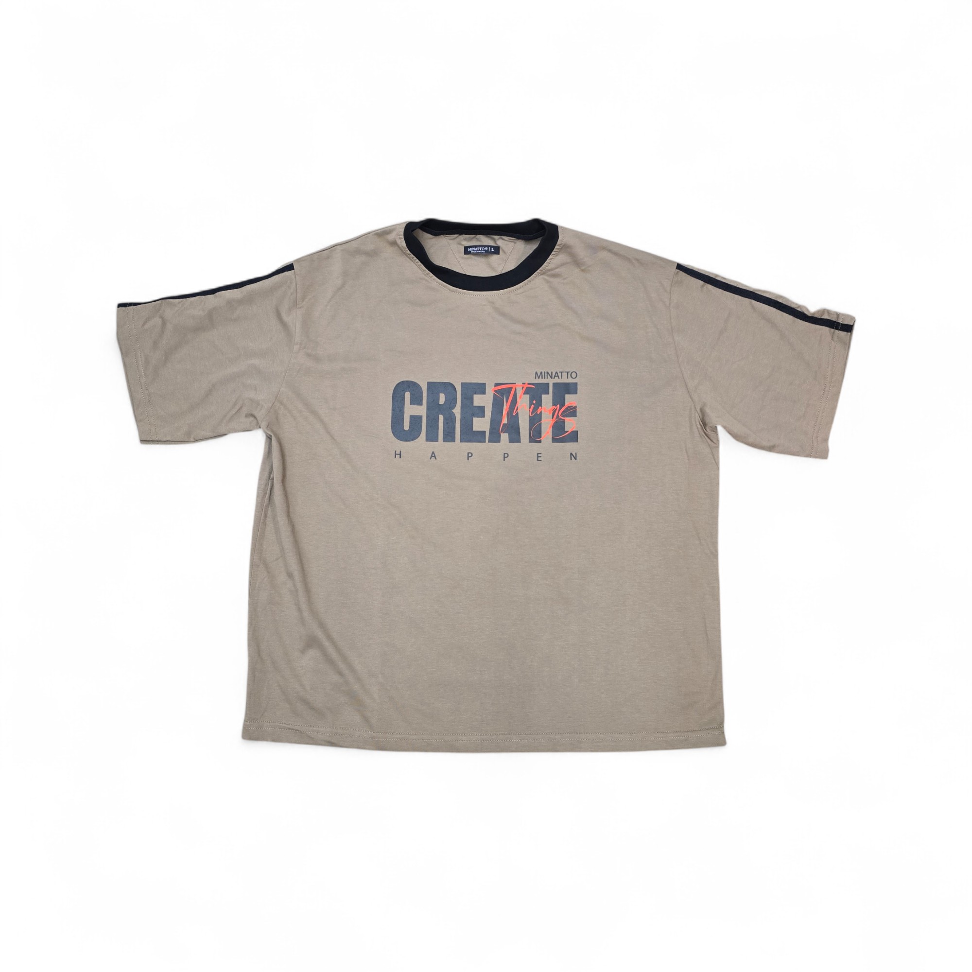 CAMISETA TALLA L - OV - COD121 - CREATE HAPPEN - OVERSIZE BASIC TSHIRT - CAFÉ