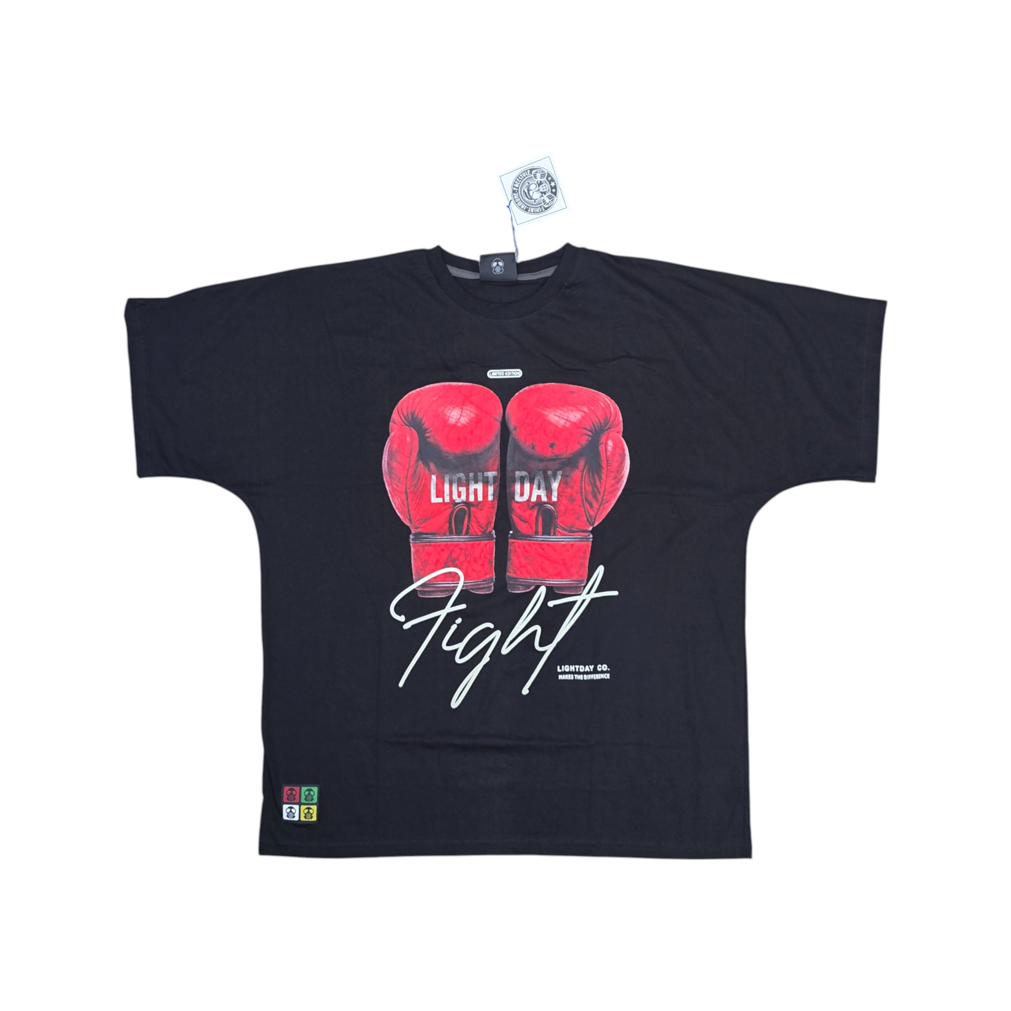 CAMISETA TALLA STD - UB - COD100 - OVERSIZE - BASIC - NEGRO/ROJO