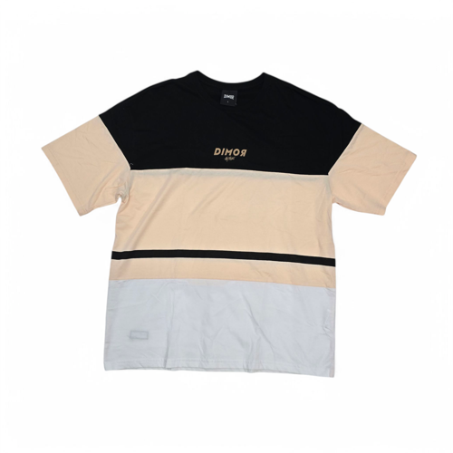 CAMISETA TALLA  L  - OV - COD147 - CRUD - BASIC BOX F - NEGRO/MELON (RAYAS)