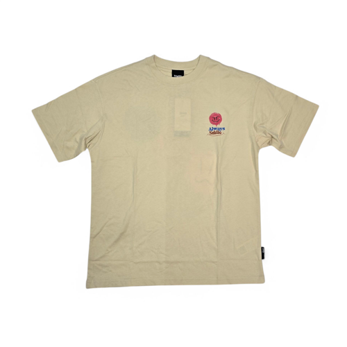 CAMISETA TALLA M - OV - COD147 - ACID SMILE - BASIC OVERS - BEIGE/AZ