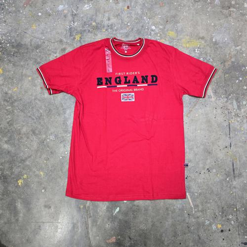 CAMISETA TALLA L - RF - COD113 - BORDADO ENGLAND - BASIC TSHIRT - ROJO