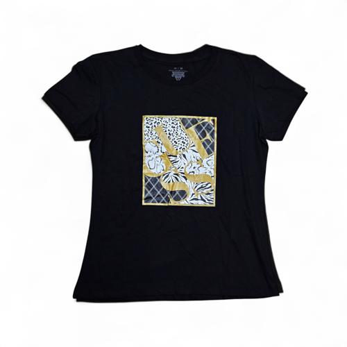 CAMISETA TALLA 3XL - RF - COD9 - BASIC - COTTON FIT - NEGRO/DORADO
