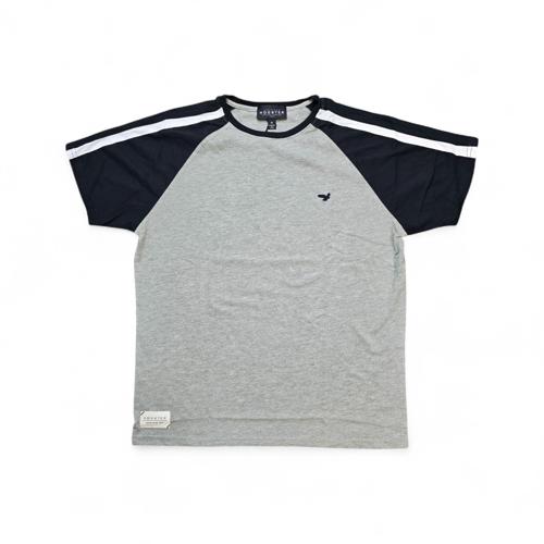 CAMISETA TALLA XL - RF - COD41 - RANGLAN - BASIC - GRIS/NEGRO