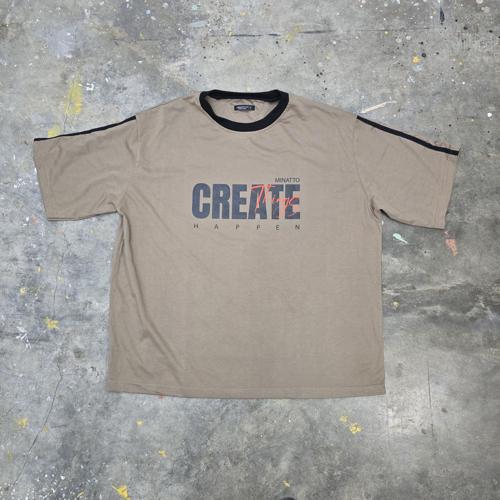 CAMISETA TALLA L - OV - COD121 - CREATE HAPPEN - OVERSIZE BASIC TSHIRT - CAFÉ