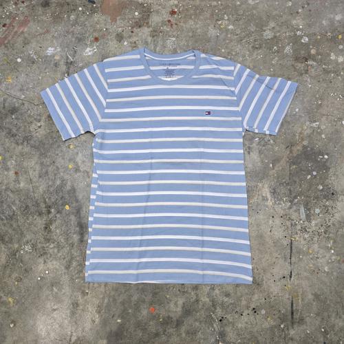 CAMISETA TALLA M - RF - COD30 - RAYAS - BASIC TSHIRT - CELESTE