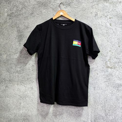 CAMISETA TALLA L - COD30 - NEGRA/MARCO MORADO AMARILLO ROJO Y VERDE