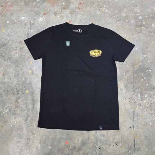 CAMISETA TALLA M - COD34 - NEGRO / LOGO OVALO AMARILLO COSTADO