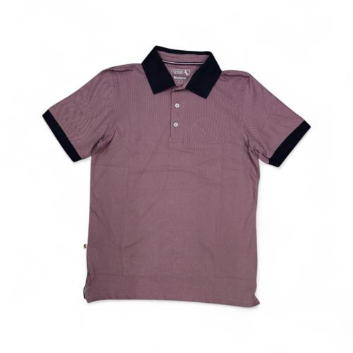 CAMISETA CON CUELLO TALLA M - RF - COD4 - BASIC TONE - MORADO CLARO/AZUL MARINO