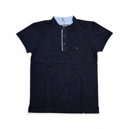 CAMISETA CON CUELLO TALLA 2XL - RF - COD157 - BASIC - CUELLO CHINO - AZUL MARINO