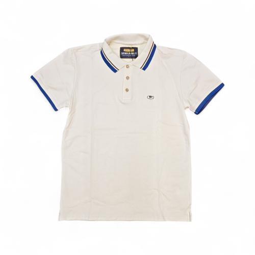 CAMISETA CON CUELLO TALLA L - RF - COD157 - DESING FR. - CUELLO FRANCES -BEIGE / AZ