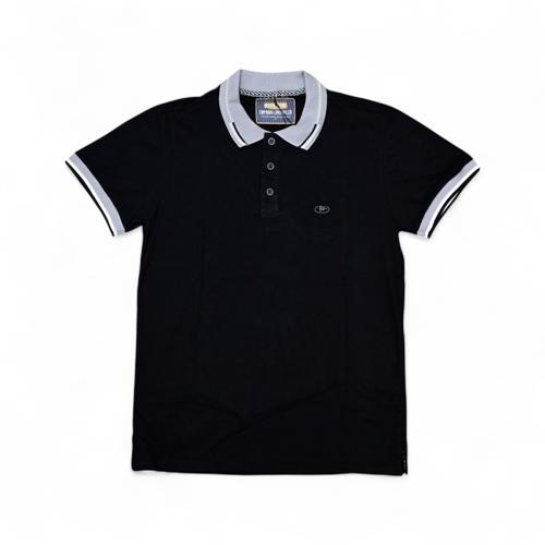 CAMISETA CON CUELLO TALLA 2XL - RF - COD157 - DESING FR. - CUELLO FRANCES - NEGRO/PLOMO