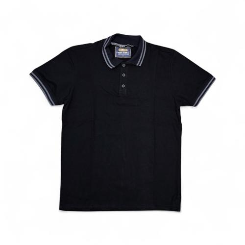 CAMISETA CON CUELLO TALLA 2XL - RF - COD157 - DESING FR. - CUELLO FRANCES - NEGRO / GRIS -BL